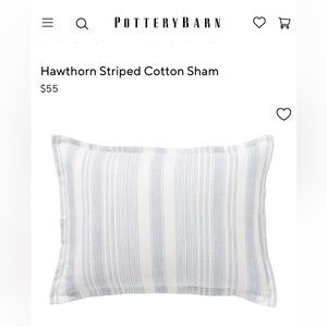 2 pottery barn hawthorn stripe shams